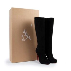 Christian Louboutin Black Suede Heeled Boots